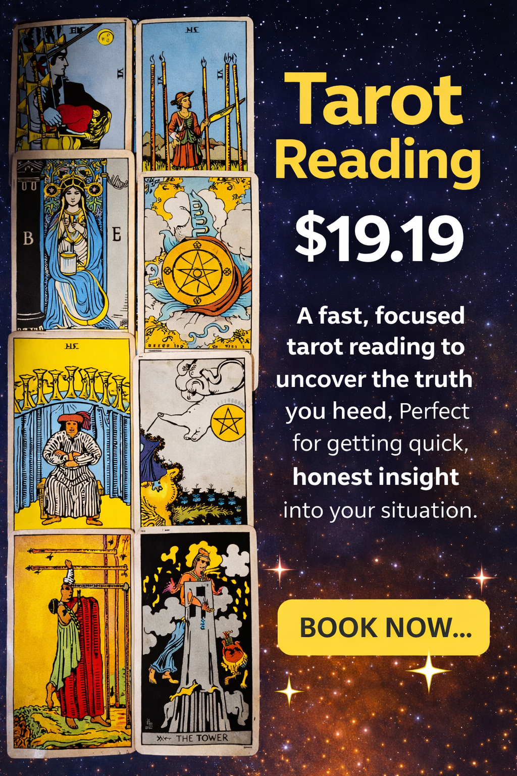 $19.19 Tarot Clarity Reading — Truth, Feelings & Guidance